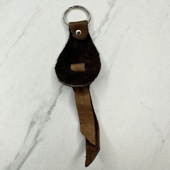 Soft Brown Leather Fringe Western Boho Keychain Keyring - Picture 3 of 7